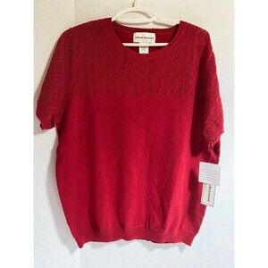 NWT Alfred Dunner Red short sleeves sweater Size S cotton Blend ships free